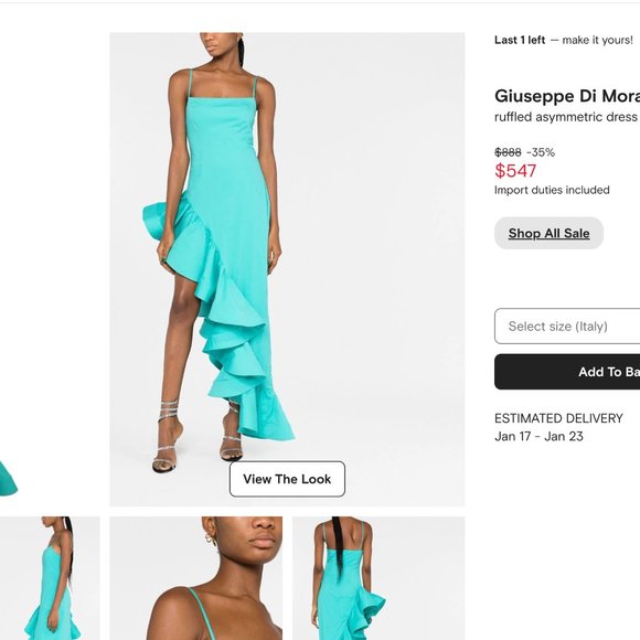 New with tags GIUSEPPE DI MORABITO Assymmetric Ruffled Square-Neck Gown 40 IT - Picture 5 of 14